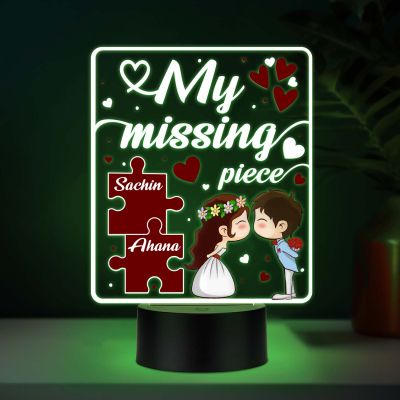 Personalized Couples UV Print Multicolor 3D LED Night Light My Missing Piece Romantic Lamp